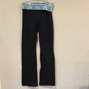 Aerie Black Leggings with Blue Patterned Waistband